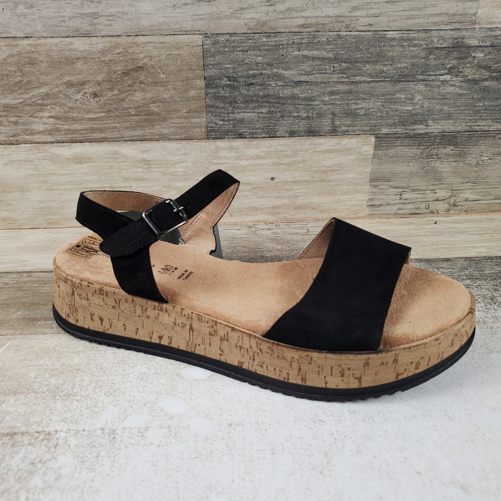 Spring Step Caballa Womens Sandal Sz 9.5 - 10 Black Suede Adjustable Ankle Strap